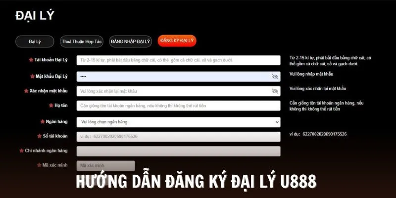 Hướng dẫn đăng ký làm đại lý U888 với 3 bước